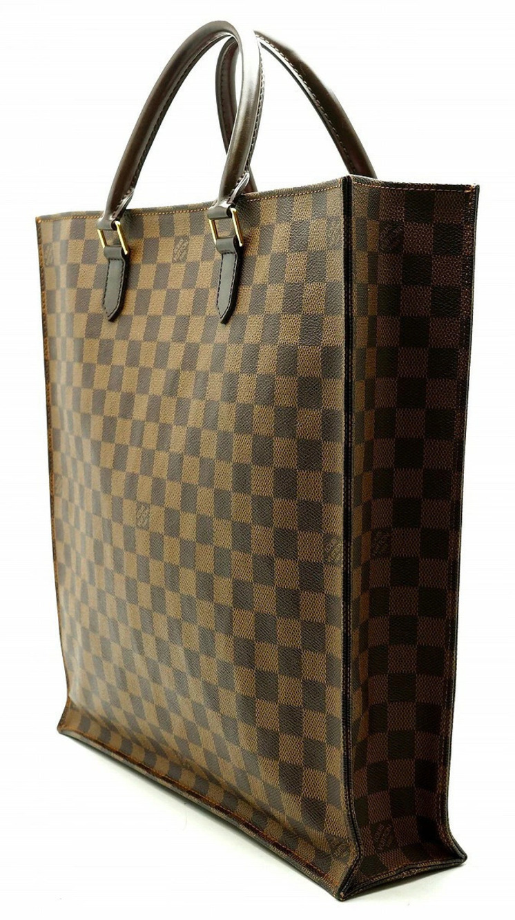 Louis Vuitton Damier Bag Tote Shopping Sac Business Square Vertical Plat Brown